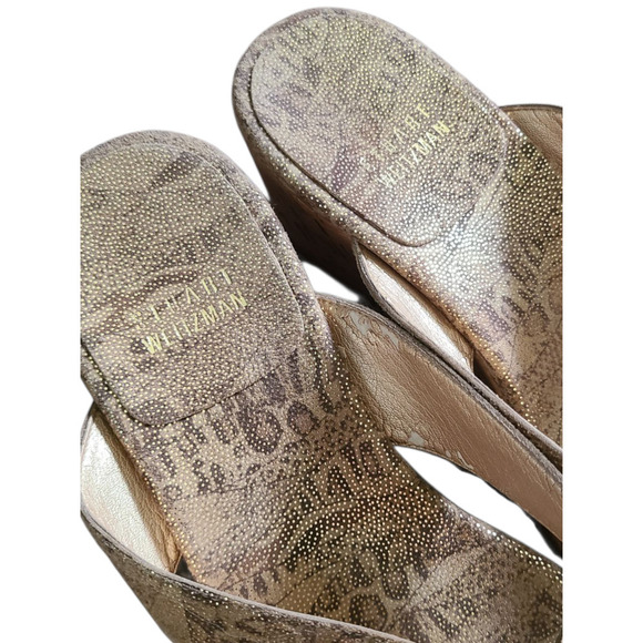 STUART WEITZMAN TAN NAIROBI CORK WEDGE LEATHER SANDALS WOMEN'S Sz 6.5 M - Picture 5 of 8